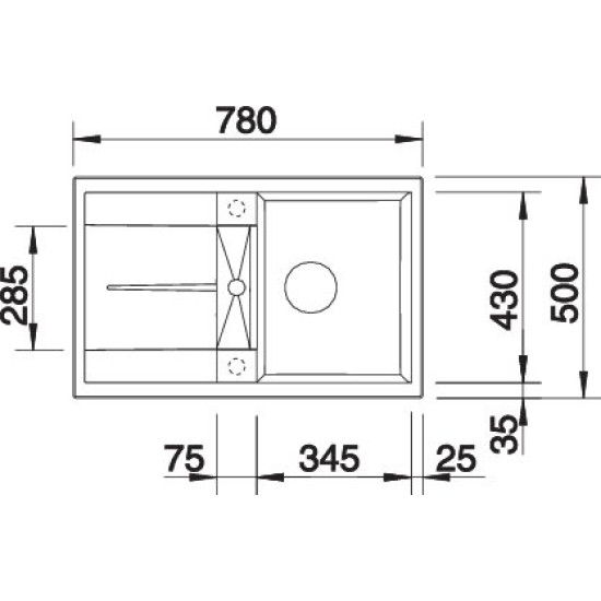 Blanco METRA 45 S alumetál exc. 513027 Gránit mosogatótálca