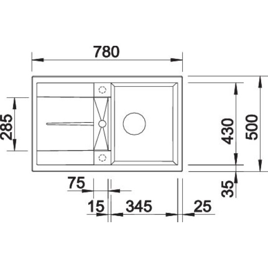 Blanco METRA 45 S kávé tart.nélk. 515039 Gránit mosogatótálca