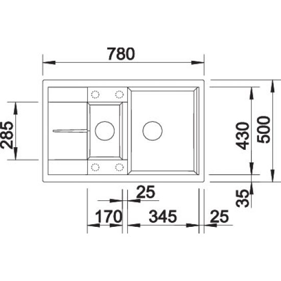 Blanco METRA 6 S COMPACT palaszürke exc. 518876 Gránit mosogatótálca