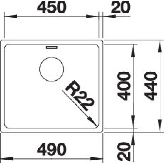 Blanco ANDANO 450-U exc.nélkül InFino 522963 Rozsdamentes acél mosogatótálca