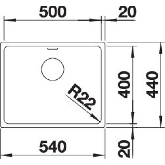 Blanco ANDANO 500-U exc.nélkül InFino 522967 Rozsdamentes acél mosogatótálca