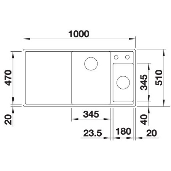 Blanco AXIA III 6S jobb kávé üveg t. 523482 Gránit mosogatótálca