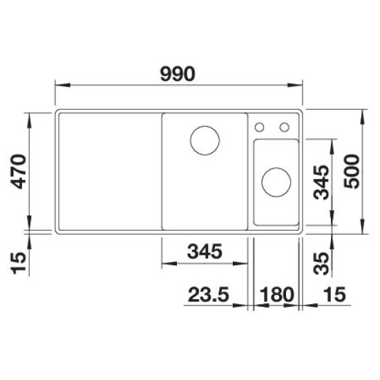 Blanco AXIA III 6S-F jobb palasz. fa t, SZINTBE ÉPÍTÉS 523484 Gránit mosogatótálca