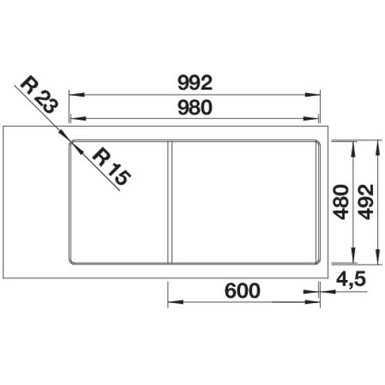 Blanco ADIRA XL 6S-F palaszürke tart., exc. 527627 Gránit mosogatótálca