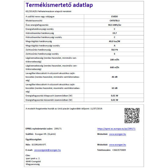 Evido EVIDO  SLIMLUX teleszkópos páraelszívó CHT6TB.3 Kihúzható páraelszívó