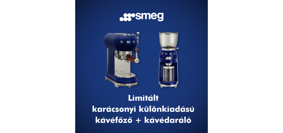 SMEG retro kávéfőző+kávédaráló, tengerészkék ECF01LVEU.SET Komplex robotgép