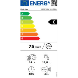 Electrolux EEC87400W Beépíthető 12-15 terítékes mosogatógép