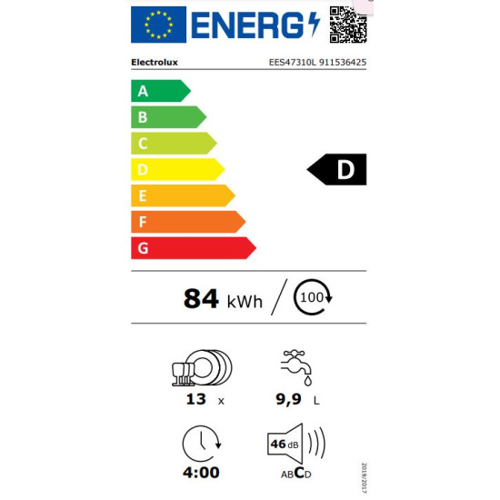 Electrolux EES47310L Beépíthető 12-15 terítékes mosogatógép