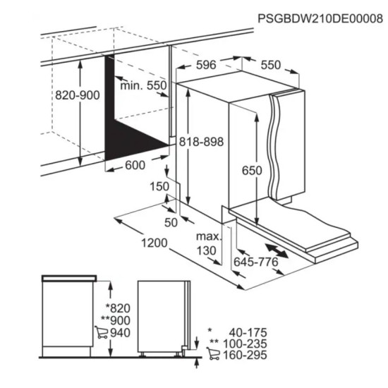 AEG FSE64610Z Beépíthető 12-15 terítékes mosogatógép