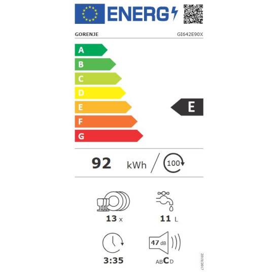 Gorenje GI642E90X Beépíthető 12-15 terítékes mosogatógép