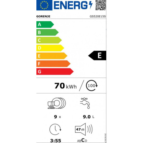 Gorenje GS520E15S 9-10 terítékes mosogatógép