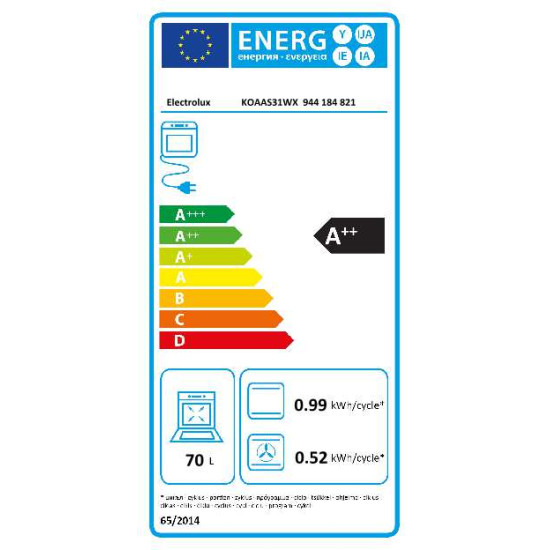 Electrolux KOAAS31WX Beépíthető gőzsütő