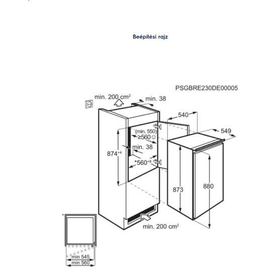 Electrolux LFB2AE88S1 Beépíthető egyajtós hűtőszekrény