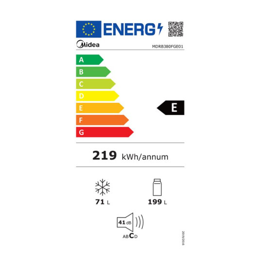 Midea MDRB380FGE01 Kombinált alulfagyasztós hűtőszekrény