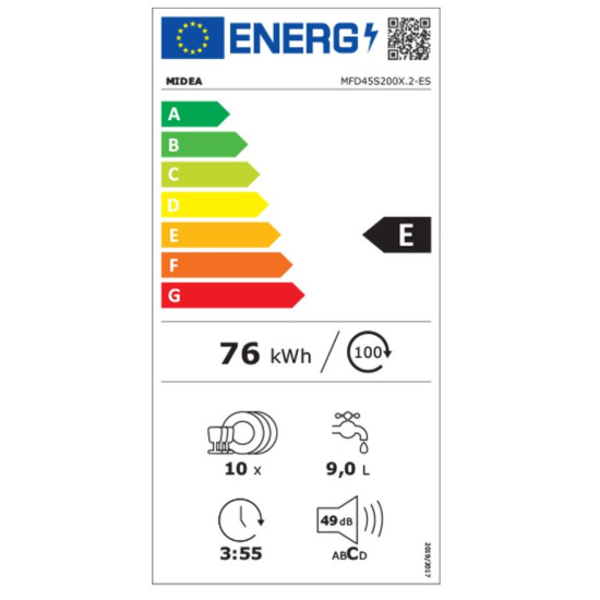 Midea MFD45S200X2ES 9-10 terítékes mosogatógép