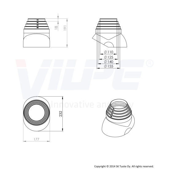 VILPE VILPEÂR 110-155 csőkivezető elem, vörös Szellőztető ventilátor tartozékok