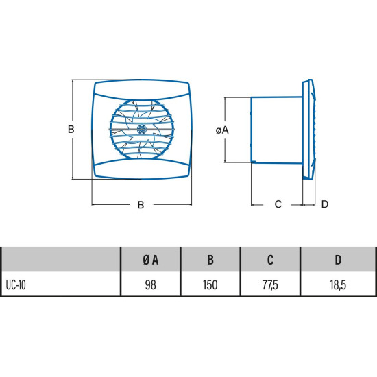 Cata Cata UC-10 Timer BK Axiális szellőztető ventilátor