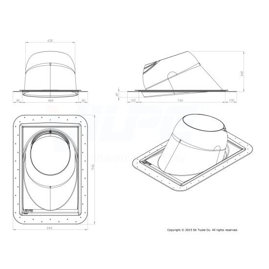 VILPE VILPEÂR 2. számú kör keresztmetszetű kéményátvezető készlet, téglavörös Szellőztető ventilátor tartozékok