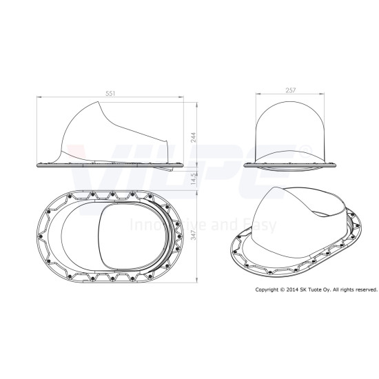 VILPE VILPEÂR XL Classic átvezető elem, szürke Szellőztető ventilátor tartozékok