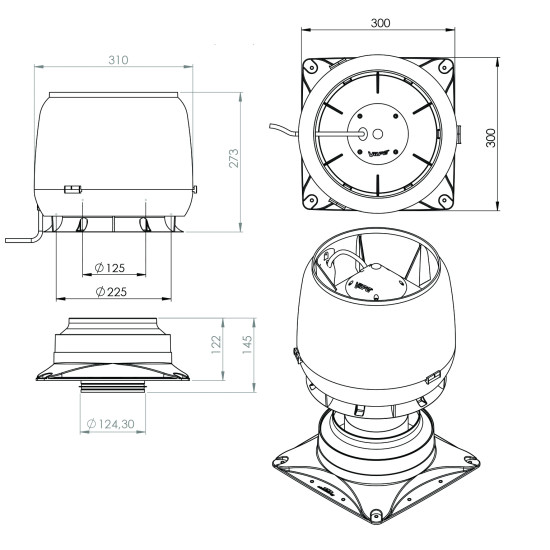 VILPE VILPE E190S tetőventilátor + IS, vörös Szellőztető ventilátor tartozékok