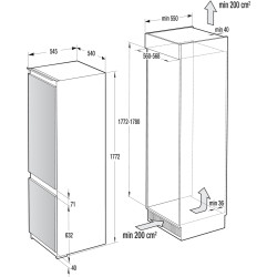 Gorenje NRKI4182P1 Beépíthető kombinált alul fagyasztós hűtő
