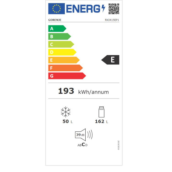 Gorenje RKI415EP1 Beépíthető kombinált alul fagyasztós hűtő