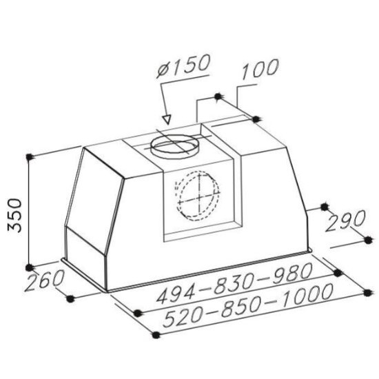 Sirius SIRIUS - Páraelszívó SL-906 L TW 52 cm Aláépíthető páraelszívó