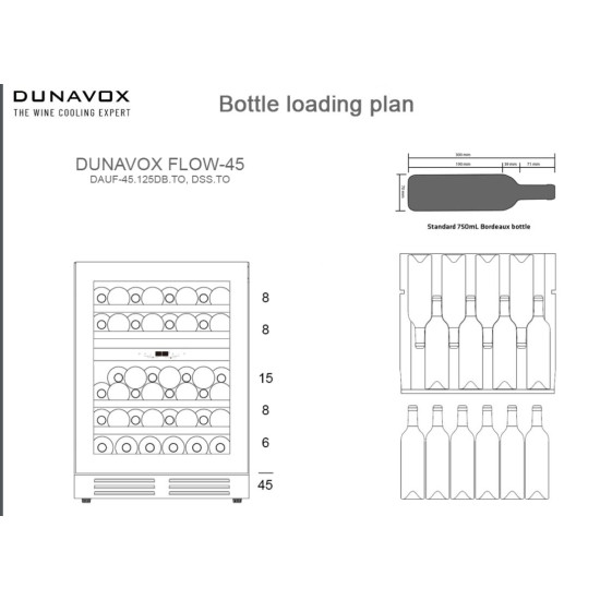 Dunavox DAUF45125DTO Beépíthető borhűtő