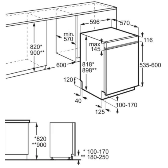 AEG FES5368XZM Beépíthető 12-15 terítékes mosogatógép