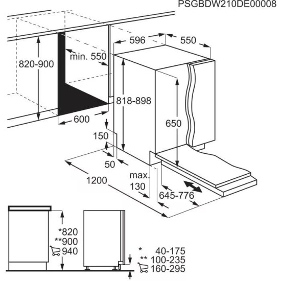 AEG GI5210E1SN Beépíthető 12-15 terítékes mosogatógép