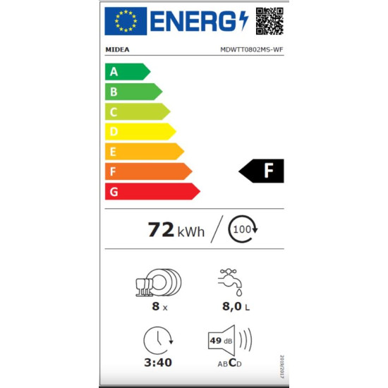 Midea MDWTT0802MSWF 9-10 terítékes mosogatógép