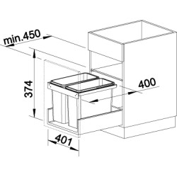 Blanco BLANCO 30-90 CM 17/17 BEÉPÍTHETŐ HULLADÉKTÁROLÓ Beépíthető hulladéktároló