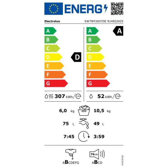 Electrolux EW7WY2657DE Mosó-szárítógép