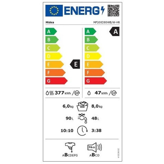Midea MF200D80WBWHR Mosó-szárítógép