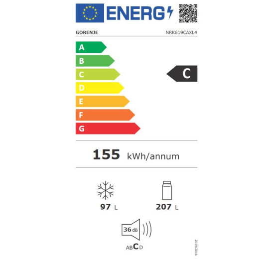Gorenje NRK619CAXL4 Kombinált alulfagyasztós hűtőszekrény