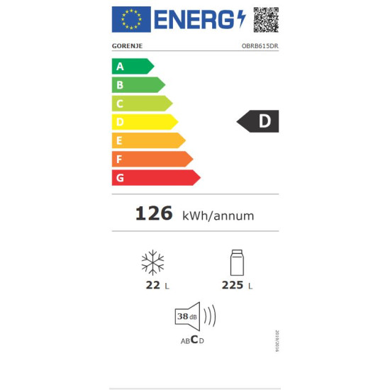 Gorenje OBRB615DR Egyajtós hűtőszekrény