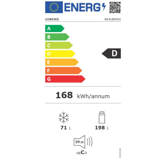Gorenje RK418DPS4 Kombinált alulfagyasztós hűtőszekrény