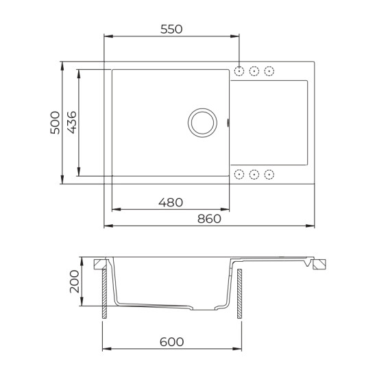 Evido EVIDO CUBO XL 6S Compact gránit mosogatótál dugókiemelő nélkül 105537 Gránit mosogatótálca