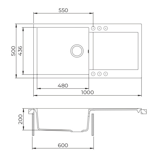 Evido EVIDO CUBO XL 6S gránit mosogató dugókiemelő nélkül 105726 Gránit mosogatótálca