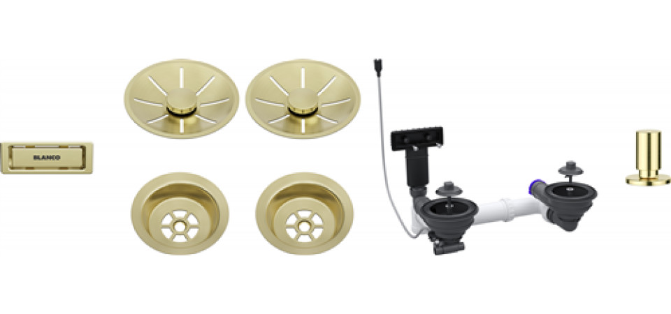 Blanco lefolyó szett 2x3,5 InFino satin gold exc. 207443 Mosogatótálca tartozék