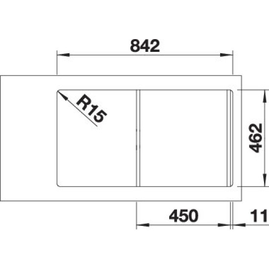 Blanco FLEX PRO 45 S mosogatótálca, natúr rozsdamentes acél, excenter nélkül (232887 mos+232250 lef) 521007 Rozsdamentes acél mosogatótálca