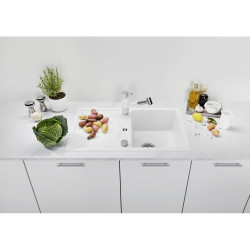 Blanco METRA 45 S Compact SILGRANIT mosogató, törtfehér, lefolyó-távműködtetővel 527102 Gránit mosogatótálca