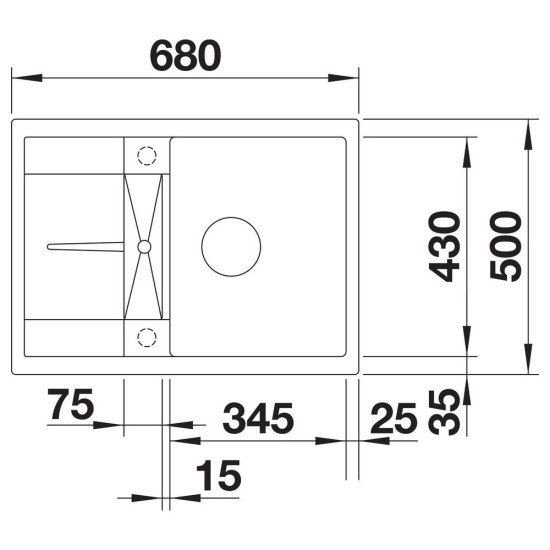 Blanco METRA 45 S Compact SILGRANIT mosogató, törtfehér, lefolyó-távműködtetővel 527102 Gránit mosogatótálca