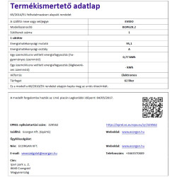 Evido EVIDO PRIMO beépíthető sütő BOP62X.2 Beépíthető villany sütő