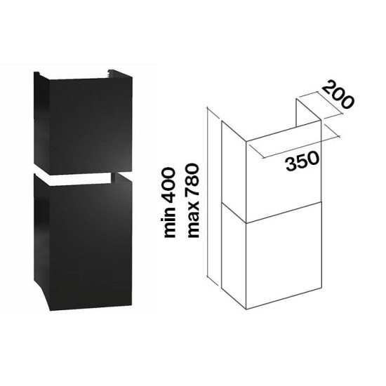 Falmec FALMEC - Páraelszívó csőtakaró kürtő fekete Quasar, Verso Kürtőhosszabbító páraelszívóhoz