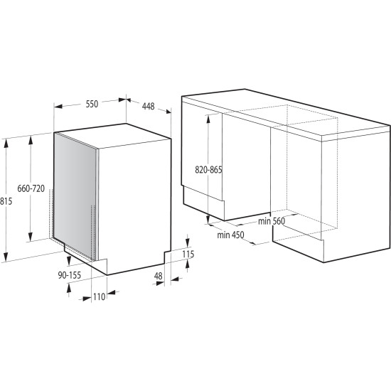 Gorenje GV583C10 Beépíthető 9-10 terítékes mosogatógép