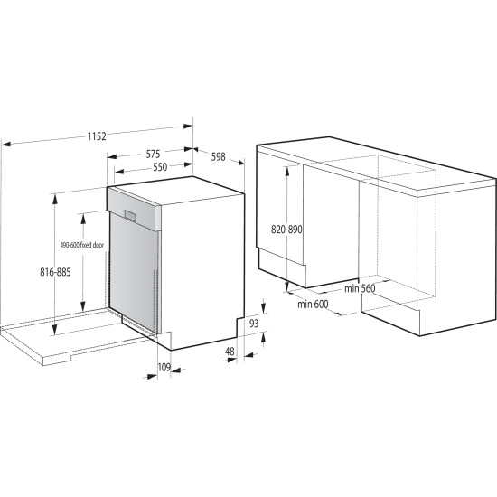 Gorenje GI643D90X Beépíthető 12-15 terítékes mosogatógép