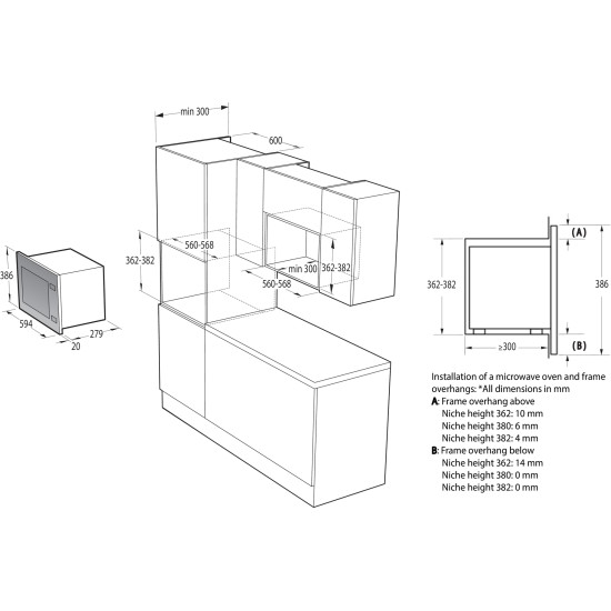Gorenje BM201SG3DBG Felsőszekrénybe építhető mikrohullámú sütő