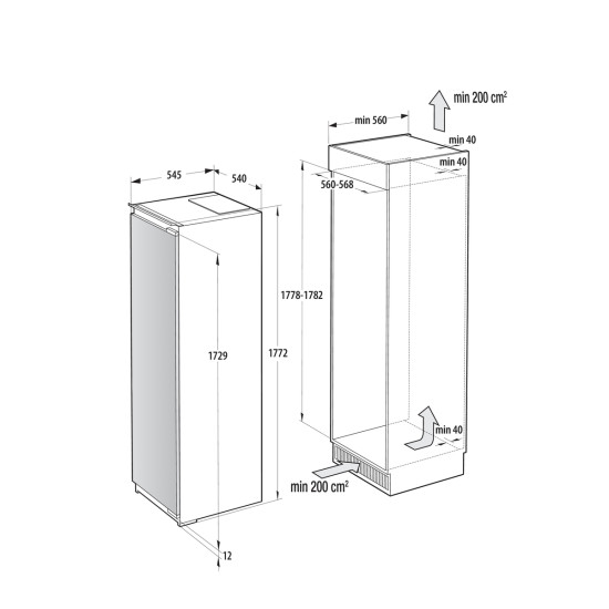Gorenje RI517E62WF Beépíthető egyajtós hűtőszekrény