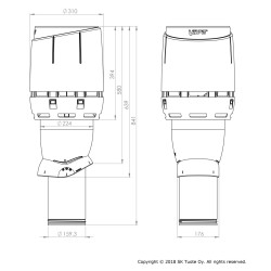 VILPE VILPE 160P/IS/500 FLOW tetőszellőző, csokoládébarna Szellőztető ventilátor tartozékok